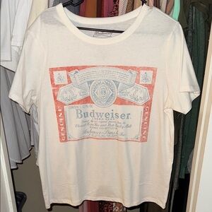 Budweiser Cream and Red Graphic Tee